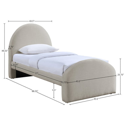 Andaz Beige Chenille Fabric Upholstered Twin Bed