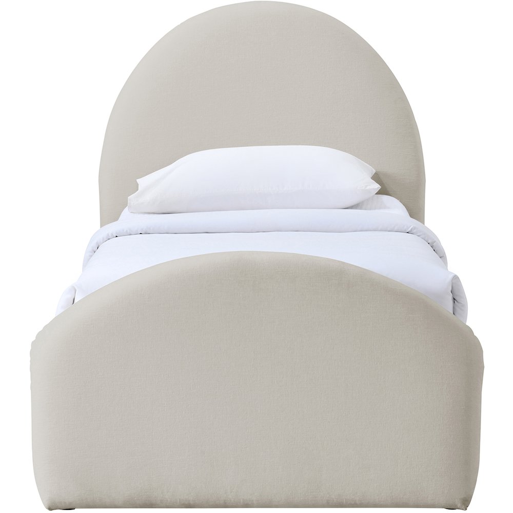 Andaz Beige Chenille Fabric Upholstered Twin Bed
