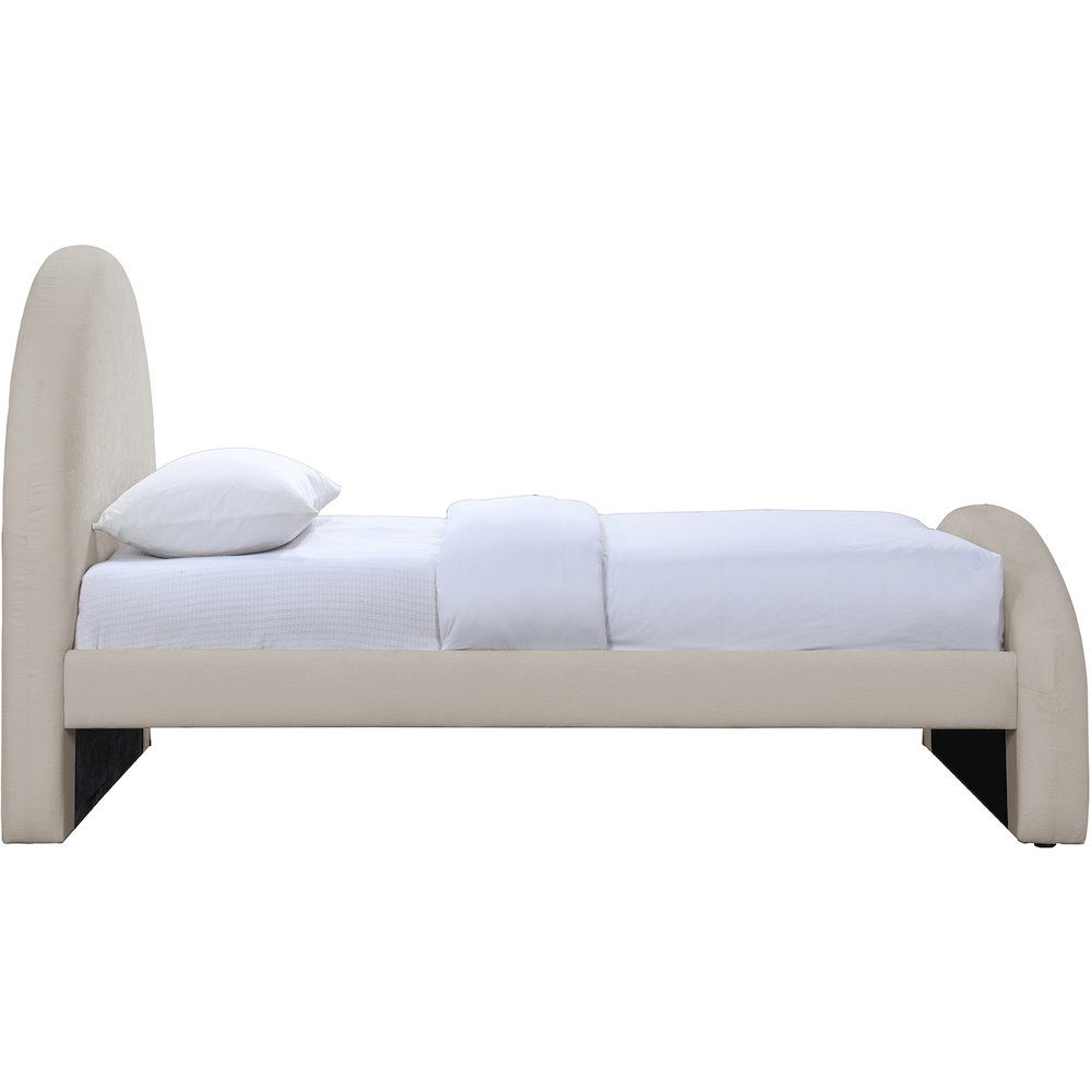 Andaz Beige Chenille Fabric Upholstered Twin Bed