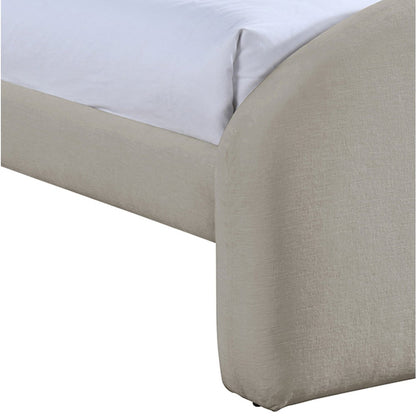 Andaz Beige Chenille Fabric Upholstered Twin Bed