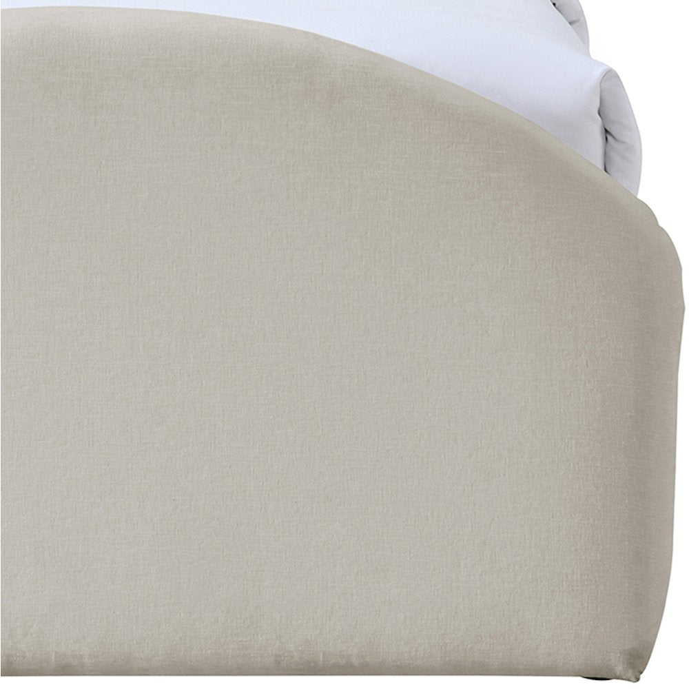 Andaz Beige Chenille Fabric Upholstered Twin Bed