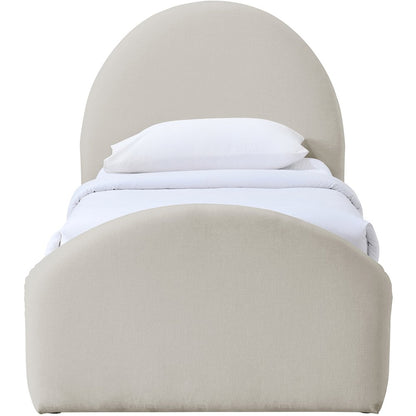 Andaz Beige Chenille Fabric Upholstered Twin Trundle Bed