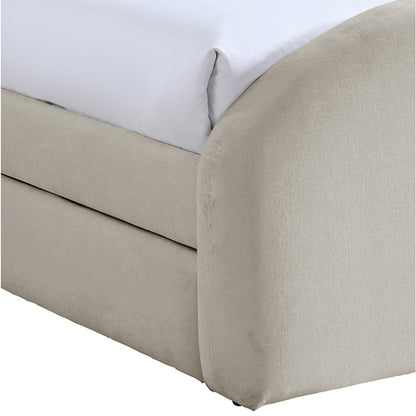 Andaz Beige Chenille Fabric Upholstered Twin Trundle Bed