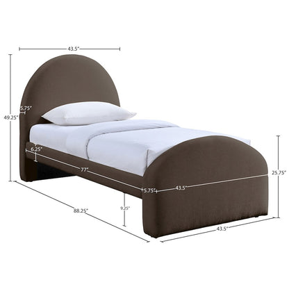 Andaz Brown Chenille Fabric Upholstered Twin Bed