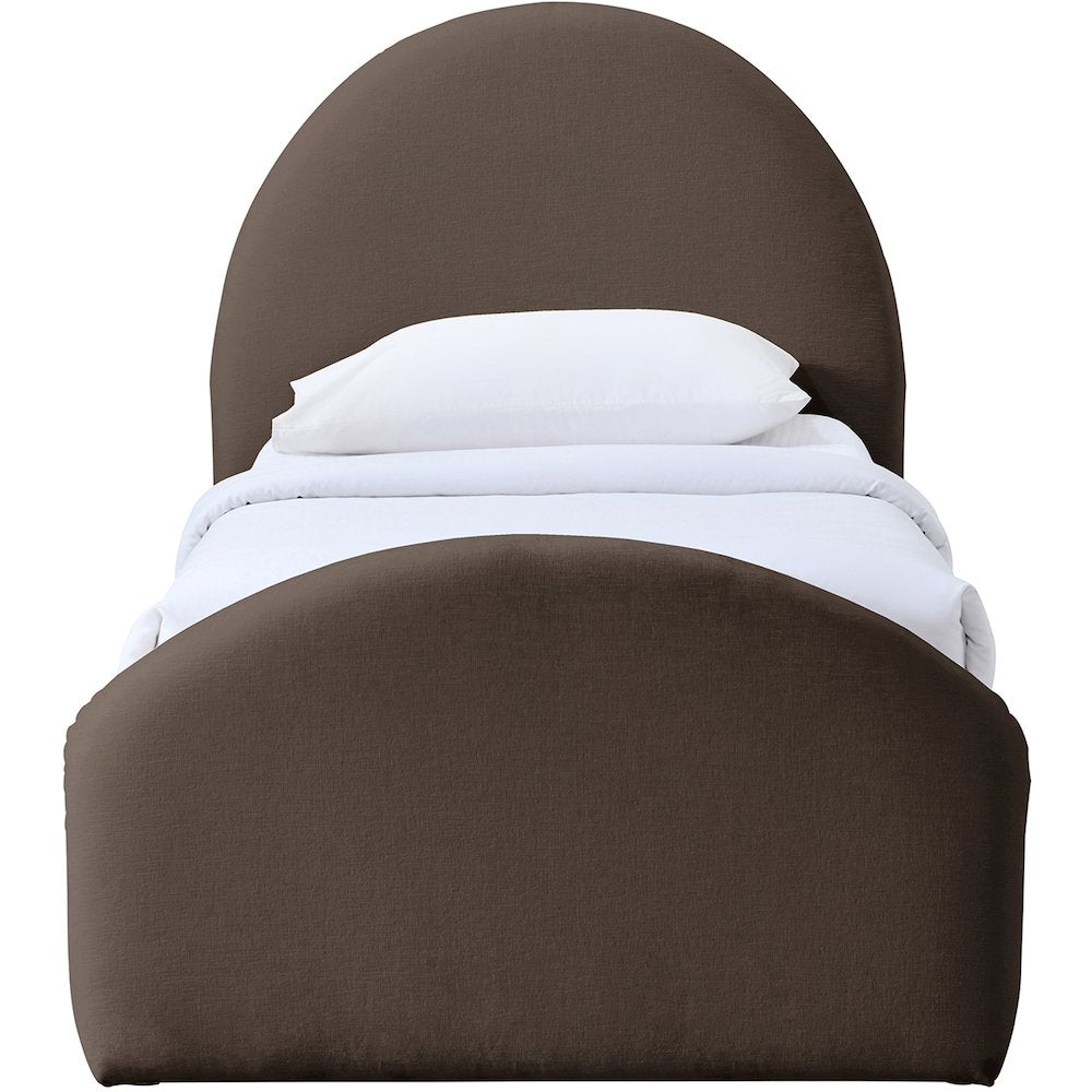 Andaz Brown Chenille Fabric Upholstered Twin Bed