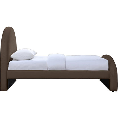 Andaz Brown Chenille Fabric Upholstered Twin Bed