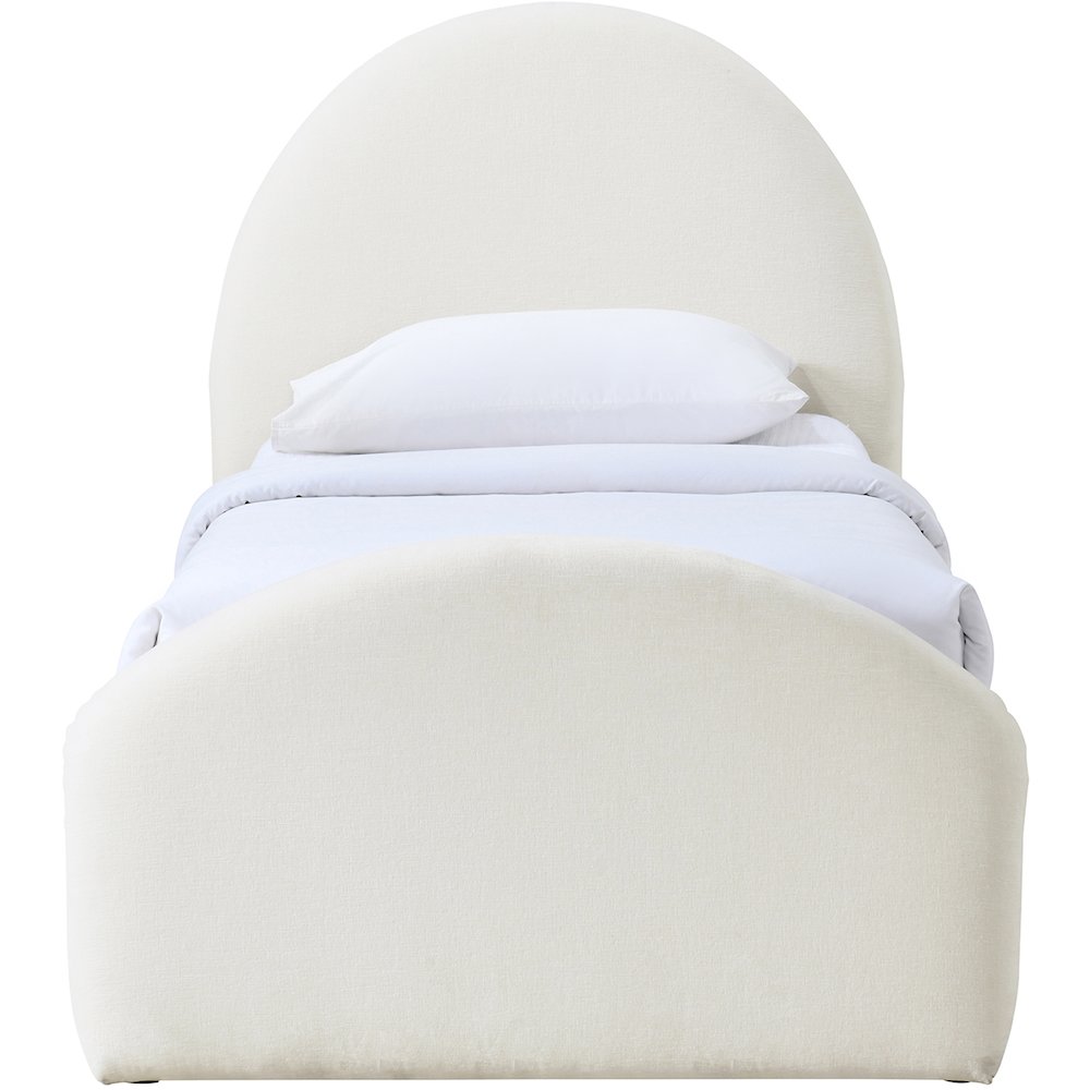 Andaz Cream Chenille Fabric Upholstered Twin Bed