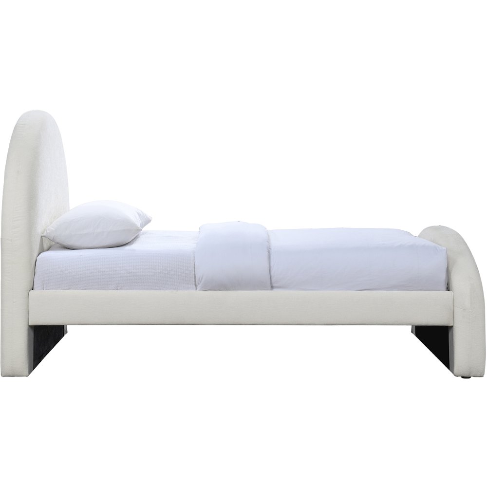 Andaz Cream Chenille Fabric Upholstered Twin Bed