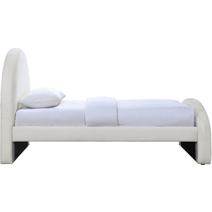 Andaz Cream Chenille Fabric Upholstered Twin Bed