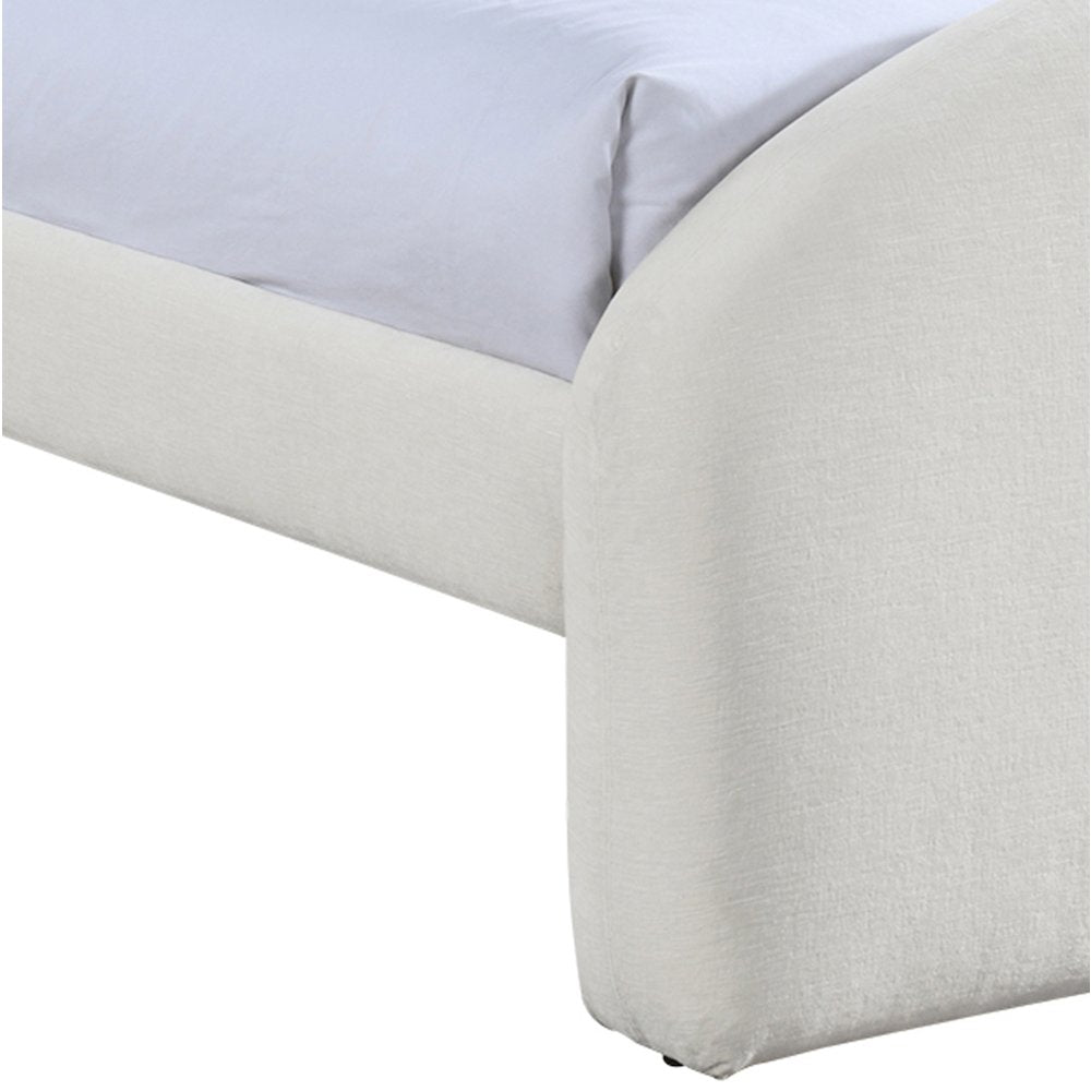 Andaz Cream Chenille Fabric Upholstered Twin Bed