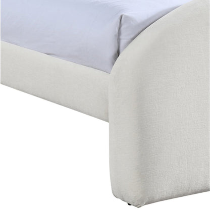 Andaz Cream Chenille Fabric Upholstered Twin Bed