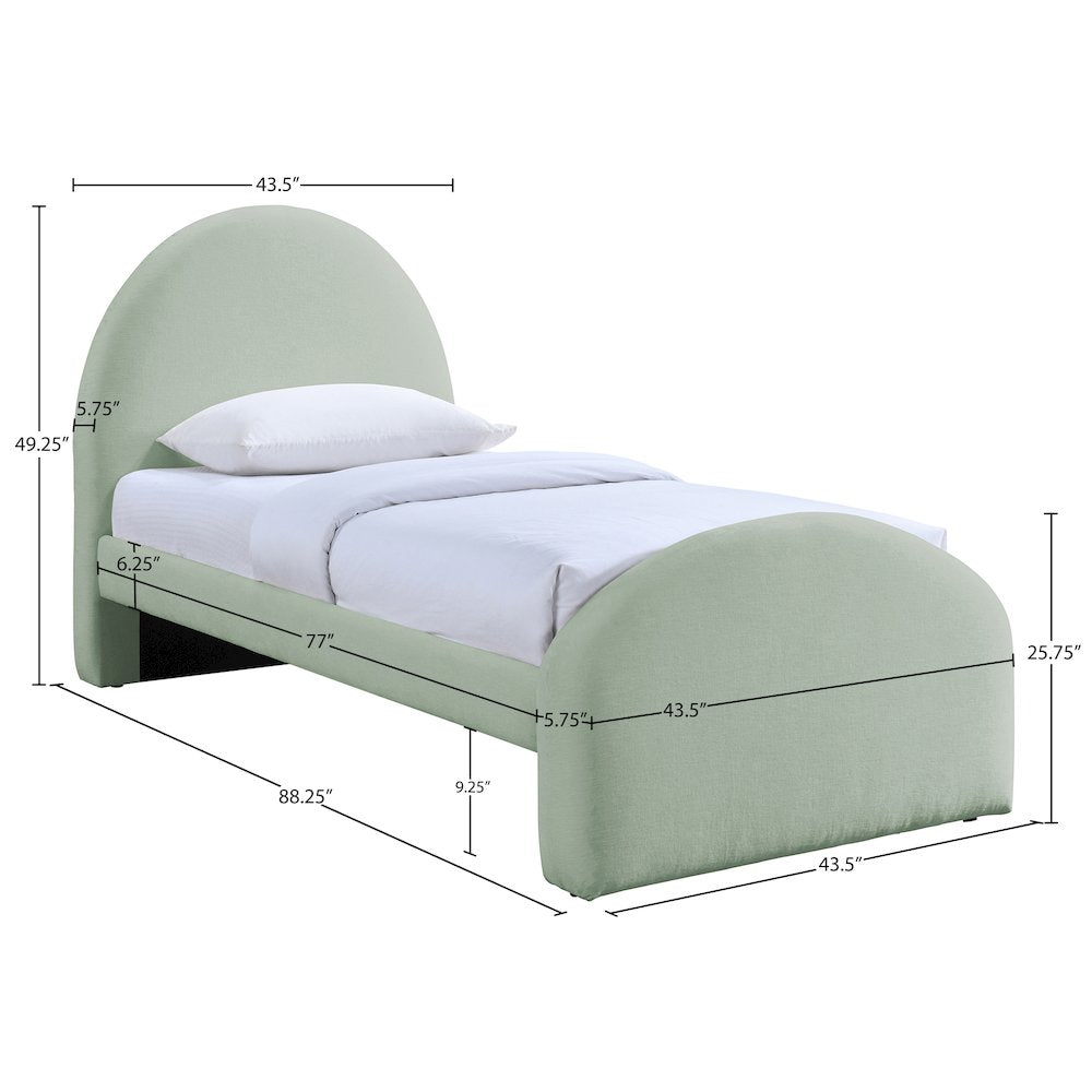 Andaz Mint Chenille Fabric Upholstered Twin Bed