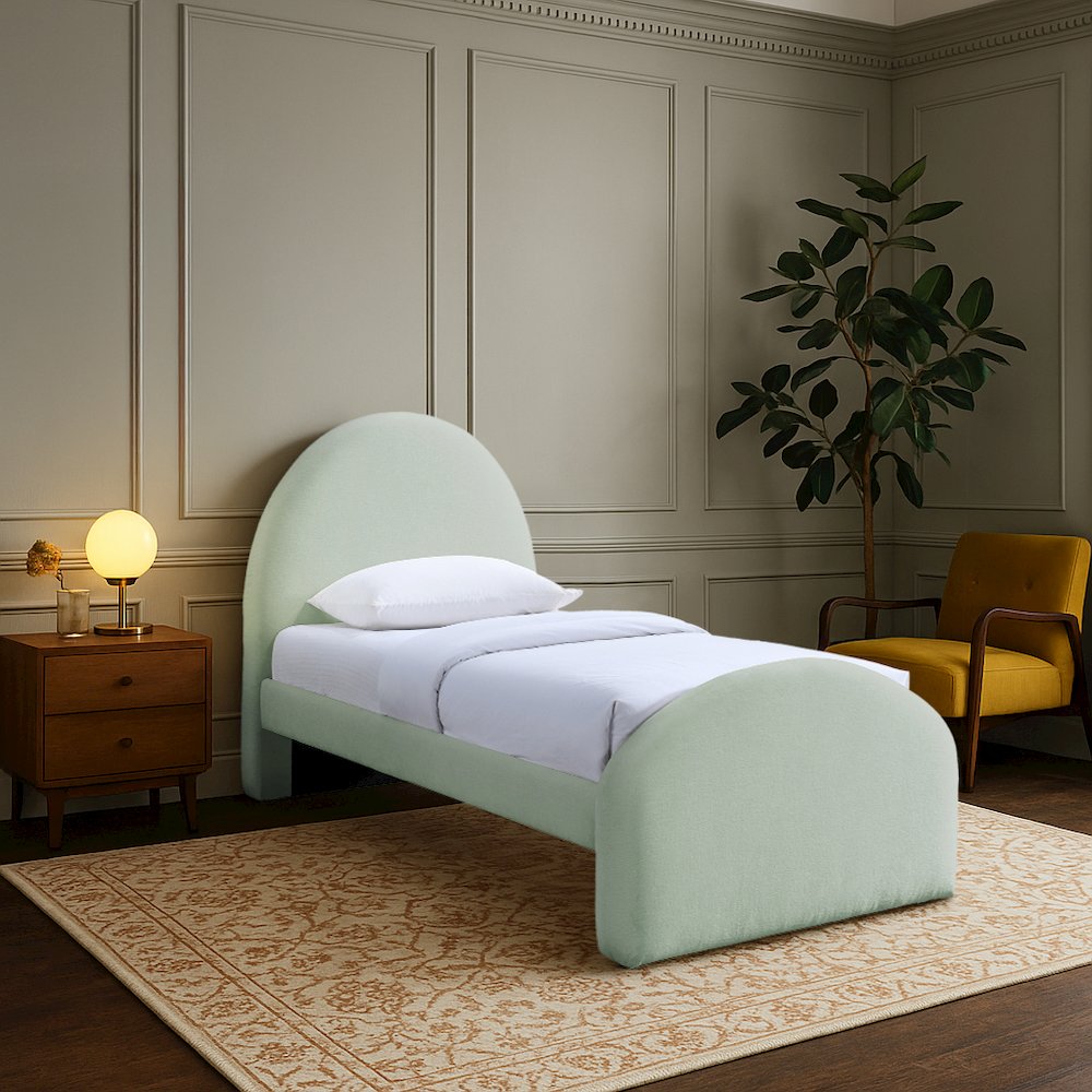 Andaz Mint Chenille Fabric Upholstered Twin Bed