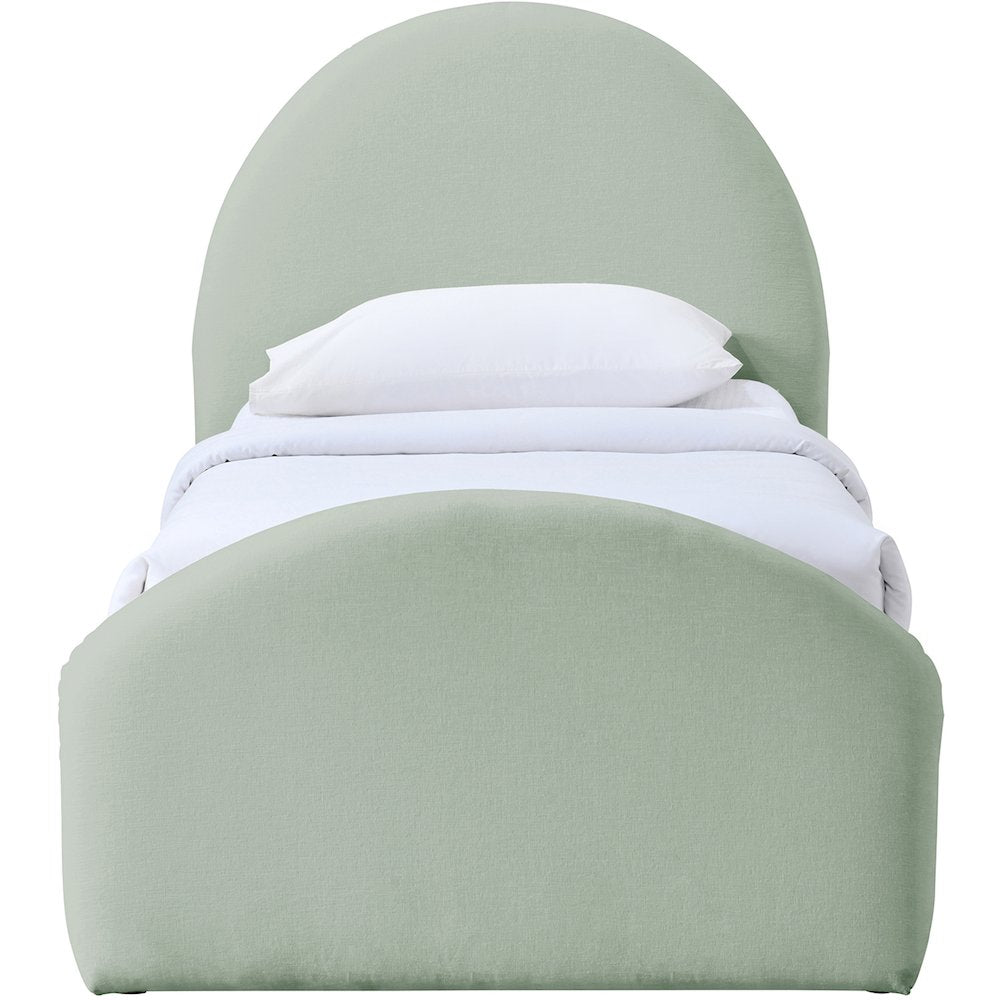 Andaz Mint Chenille Fabric Upholstered Twin Trundle Bed