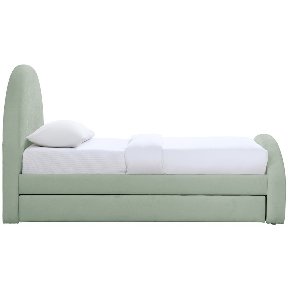 Andaz Mint Chenille Fabric Upholstered Twin Trundle Bed