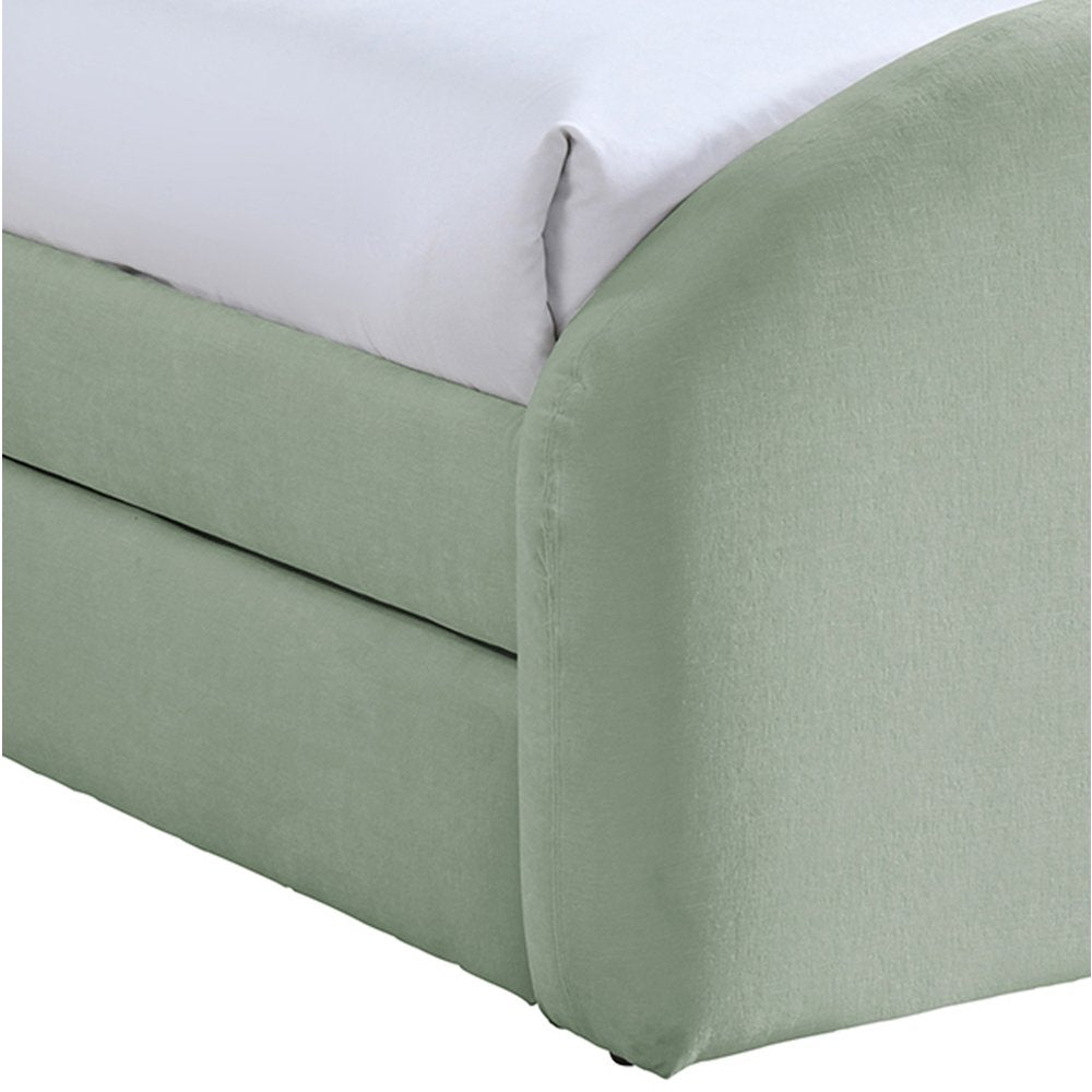 Andaz Mint Chenille Fabric Upholstered Twin Trundle Bed