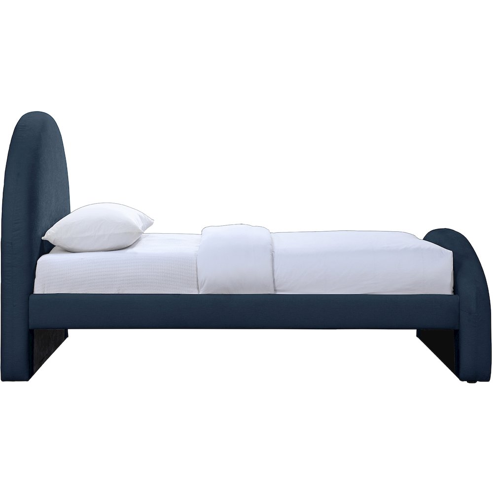 Andaz Navy Chenille Fabric Upholstered Twin Bed