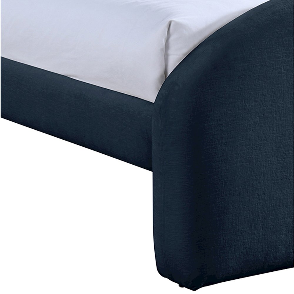 Andaz Navy Chenille Fabric Upholstered Twin Bed