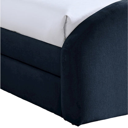 Andaz Navy Chenille Fabric Upholstered Twin Trundle Bed