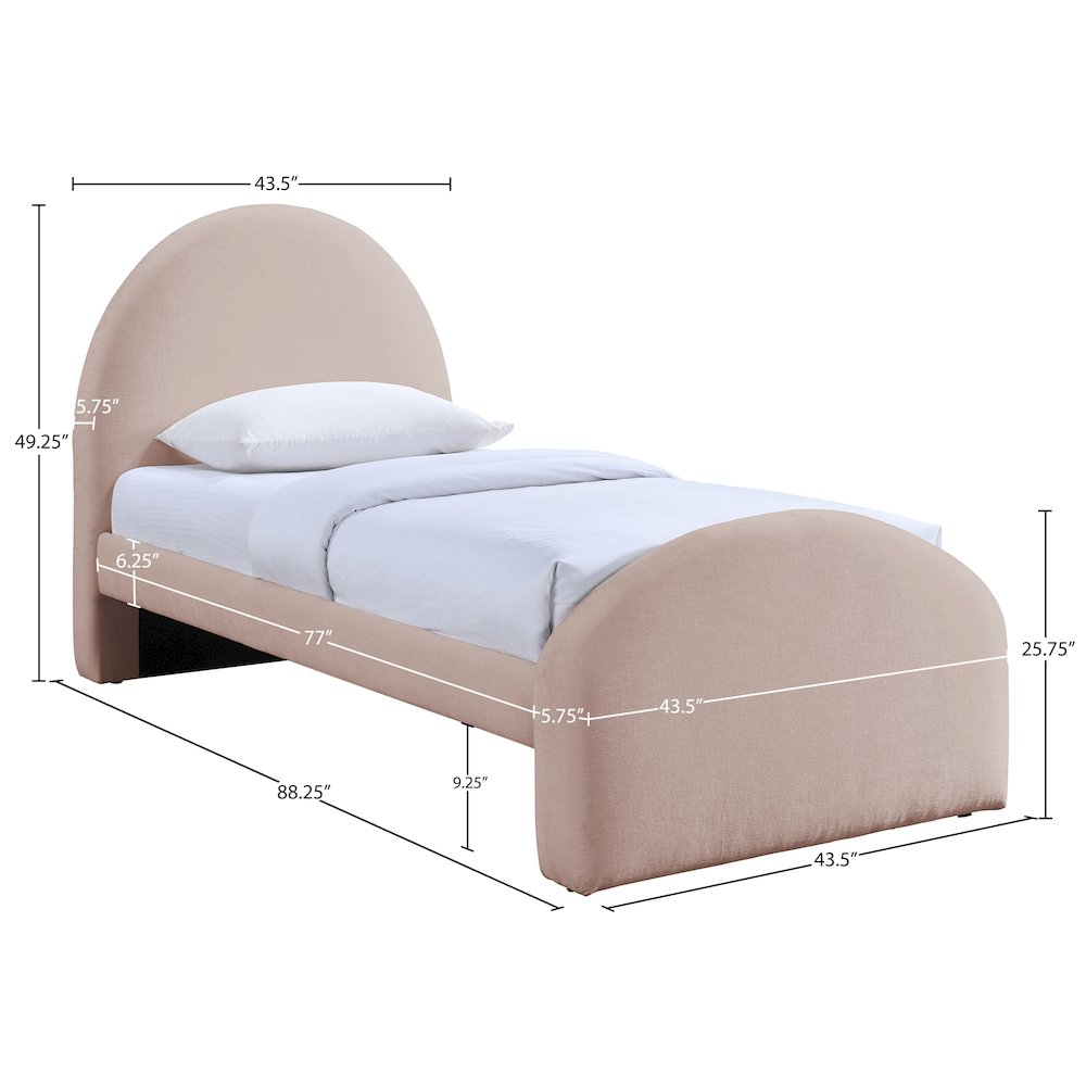 Andaz Pink Chenille Fabric Upholstered Twin Bed