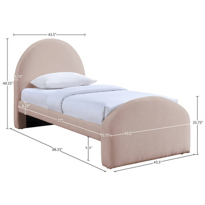 Andaz Pink Chenille Fabric Upholstered Twin Bed