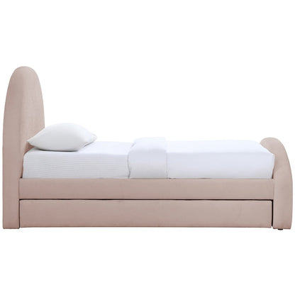 Andaz Pink Chenille Fabric Upholstered Twin Trundle Bed