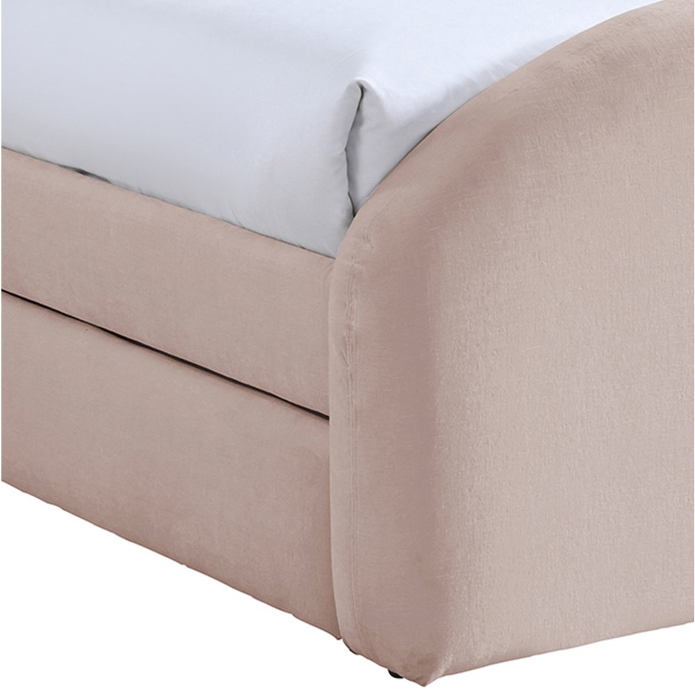 Andaz Pink Chenille Fabric Upholstered Twin Trundle Bed