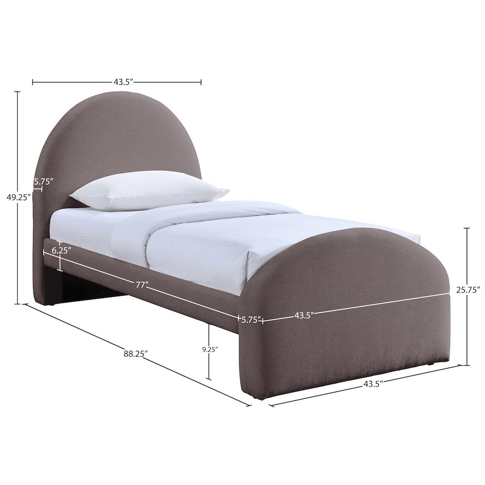 Andaz Purple Chenille Fabric Upholstered Twin Bed
