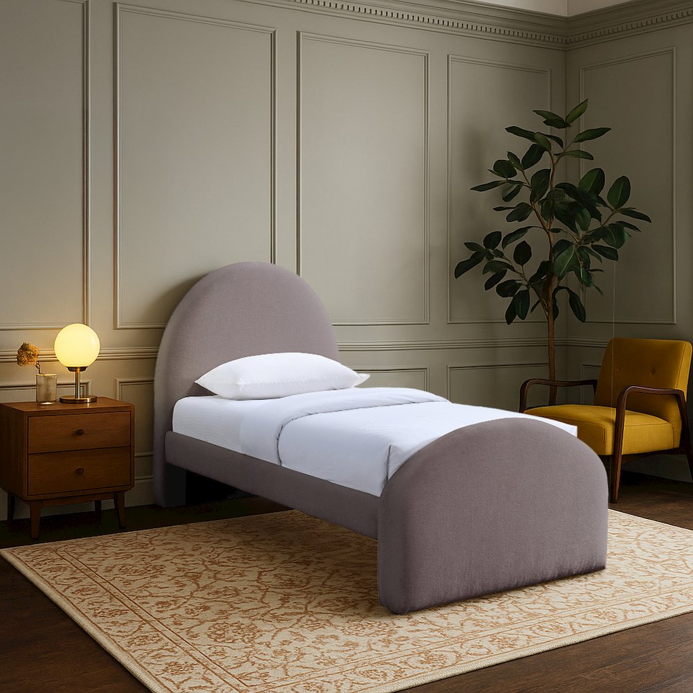 Andaz Purple Chenille Fabric Upholstered Twin Bed