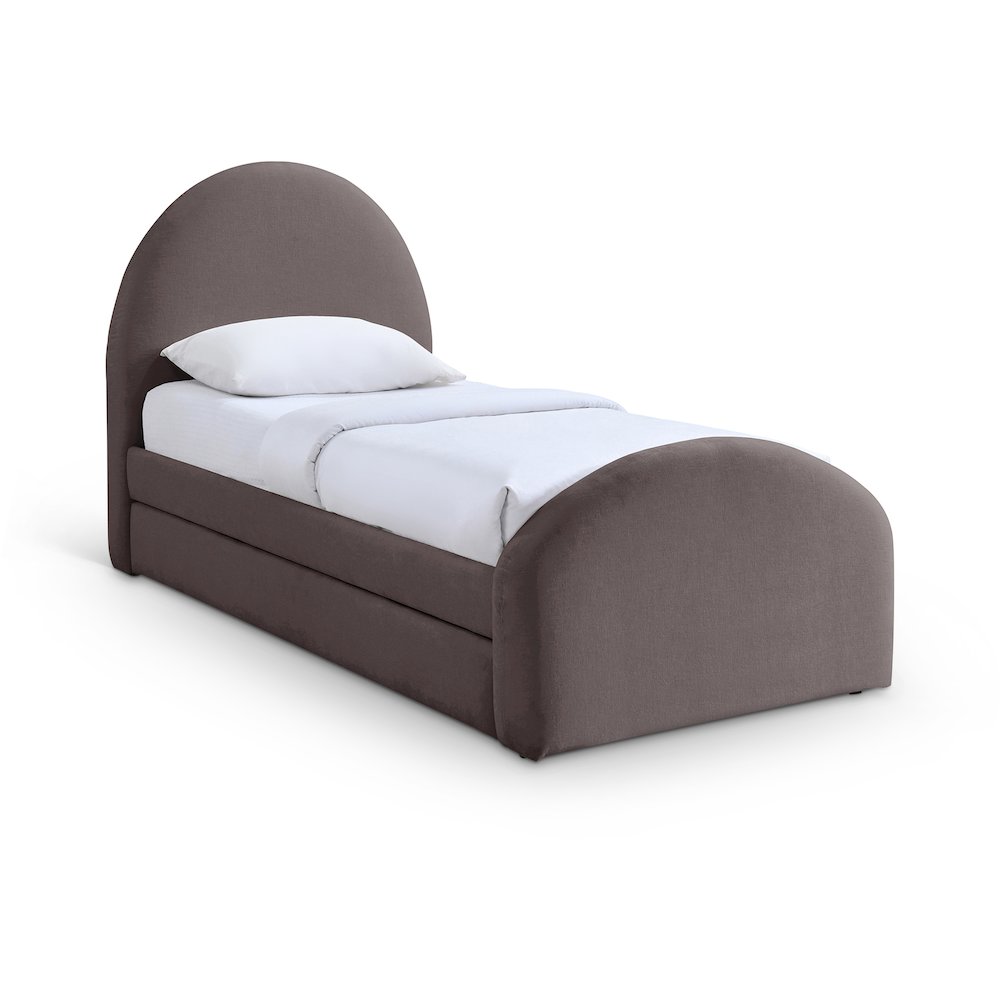 Andaz Purple Chenille Fabric Upholstered Twin Trundle Bed