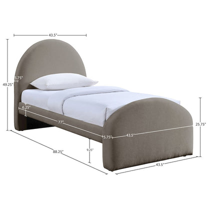 Andaz Taupe Chenille Fabric Upholstered Twin Bed