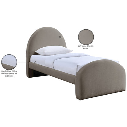 Andaz Taupe Chenille Fabric Upholstered Twin Bed