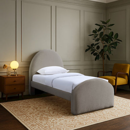 Andaz Taupe Chenille Fabric Upholstered Twin Bed