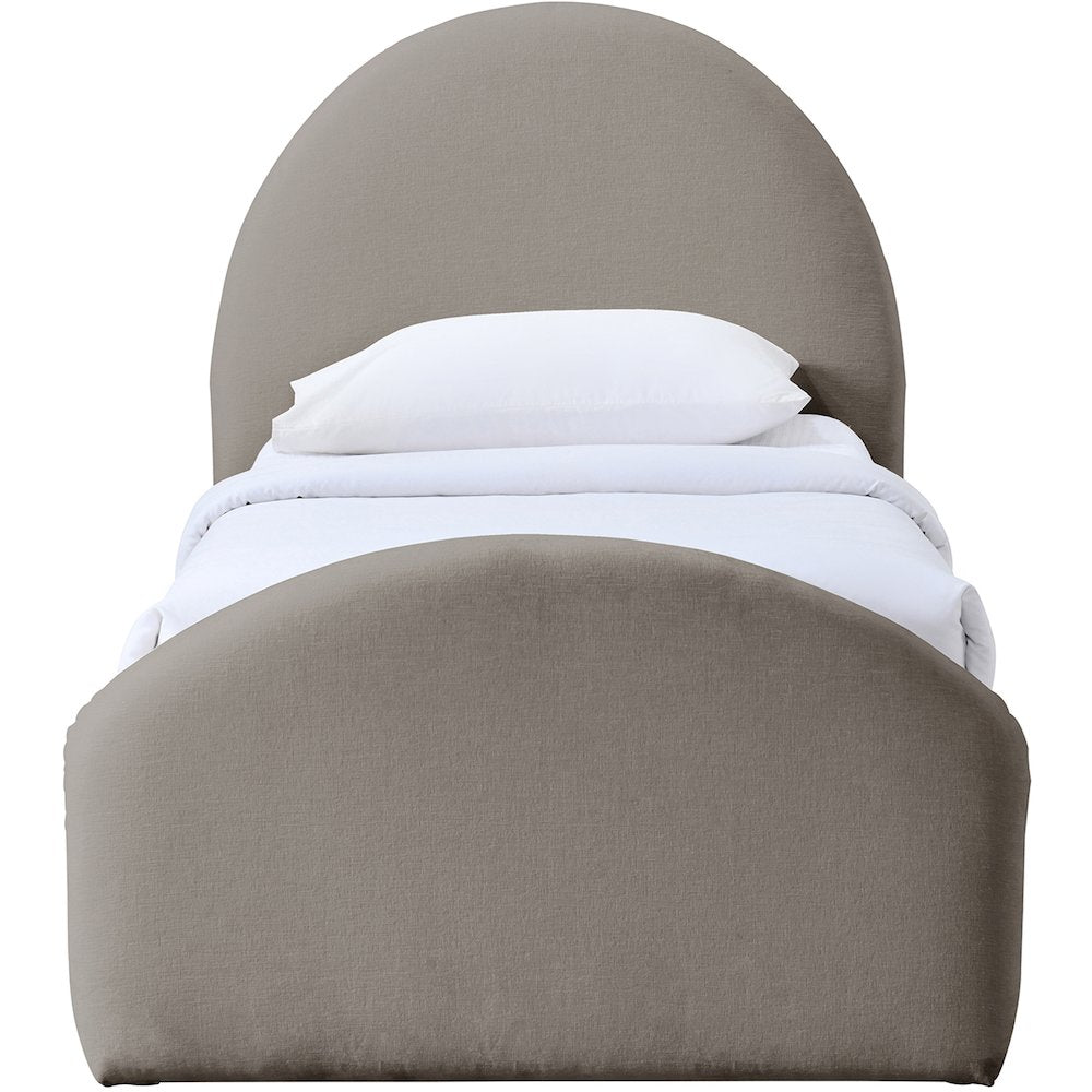 Andaz Taupe Chenille Fabric Upholstered Twin Bed