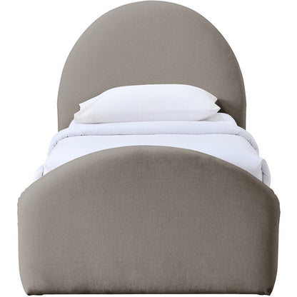 Andaz Taupe Chenille Fabric Upholstered Twin Bed