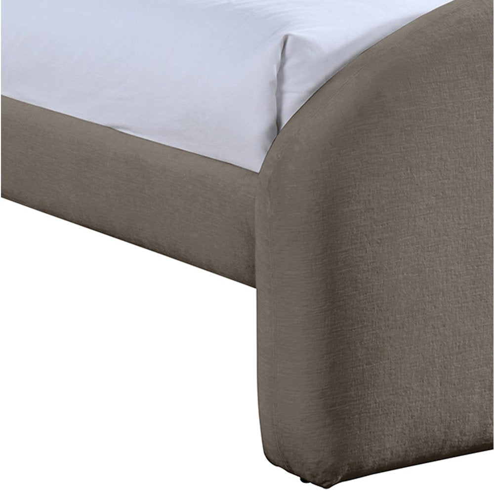 Andaz Taupe Chenille Fabric Upholstered Twin Bed