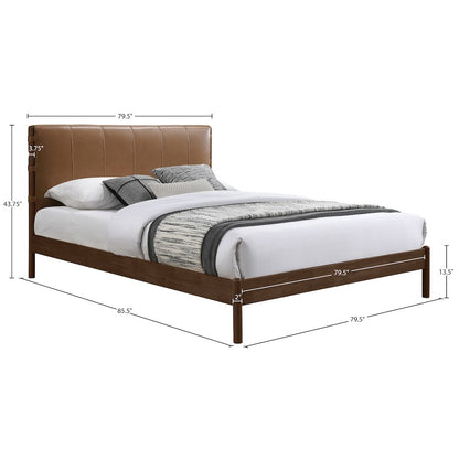 Arielle Cognac Vegan Leather Upholstered King Bed (3 Boxes)