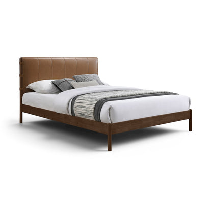 Arielle Cognac Vegan Leather Upholstered Queen Bed (3 Boxes)