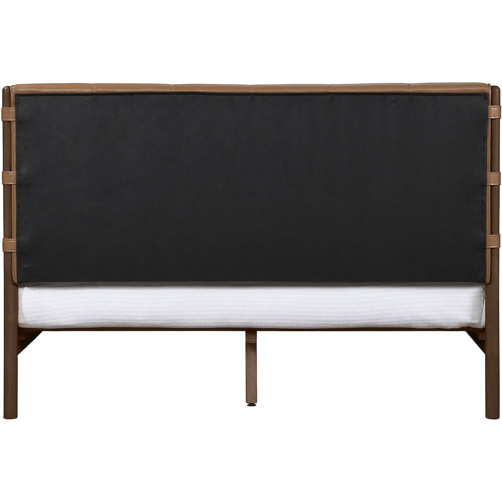 Arielle Cognac Vegan Leather Upholstered Queen Bed (3 Boxes)