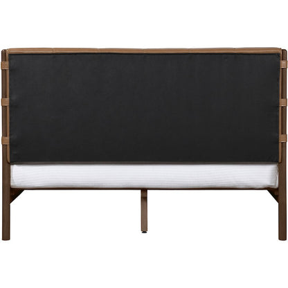 Arielle Cognac Vegan Leather Upholstered Queen Bed (3 Boxes)