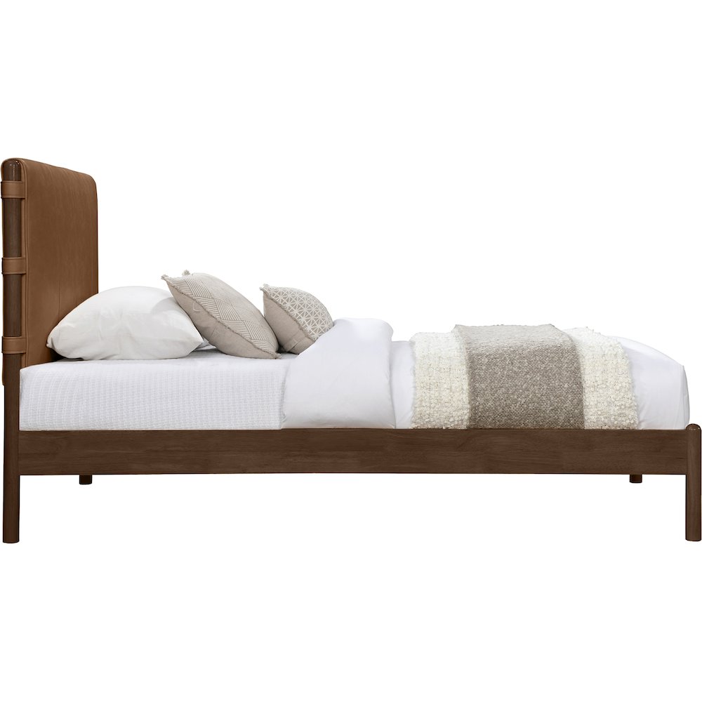 Arielle Cognac Vegan Leather Upholstered Twin Bed (3 Boxes)