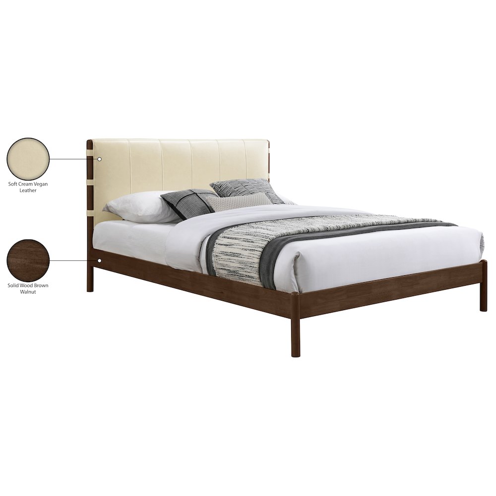 Arielle Cream Vegan Leather Upholstered Full Bed (3 Boxes)