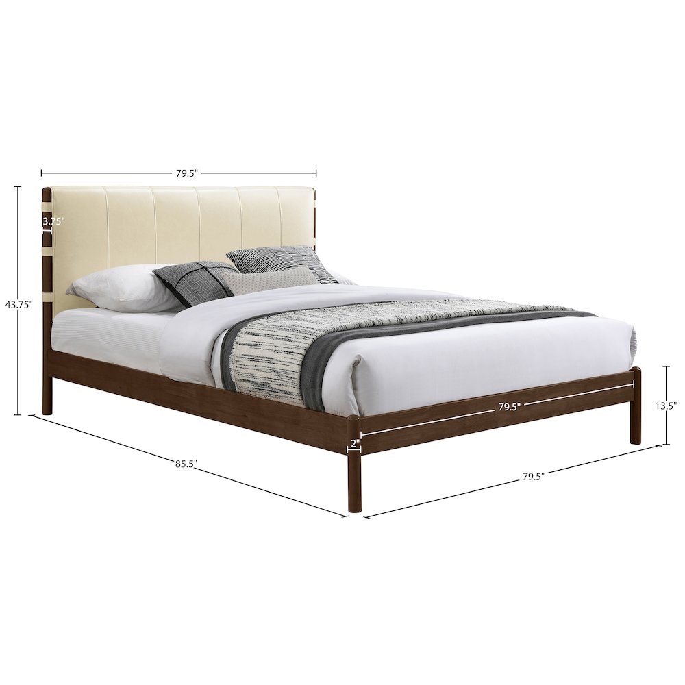Arielle Cream Vegan Leather Upholstered King Bed (3 Boxes)