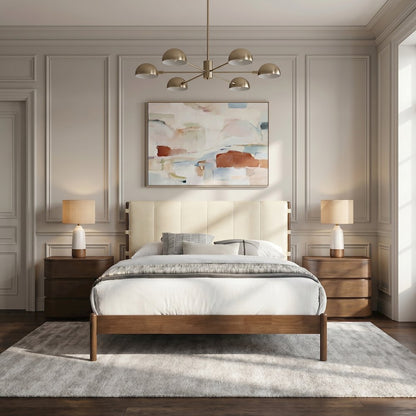 Arielle Cream Vegan Leather Upholstered King Bed (3 Boxes)