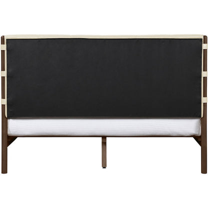 Arielle Cream Vegan Leather Upholstered King Bed (3 Boxes)