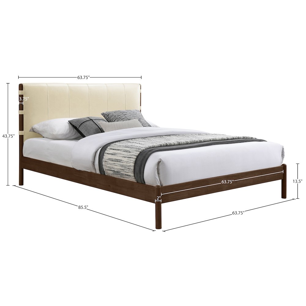 Arielle Cream Vegan Leather Upholstered Queen Bed (3 Boxes)