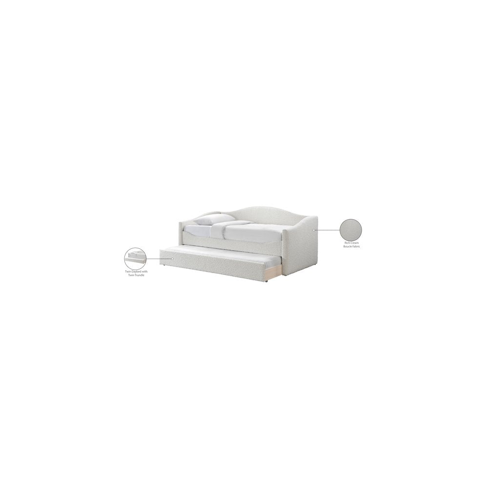 Arlo Cream Boucle Fabric Upholstered Twin Daybed