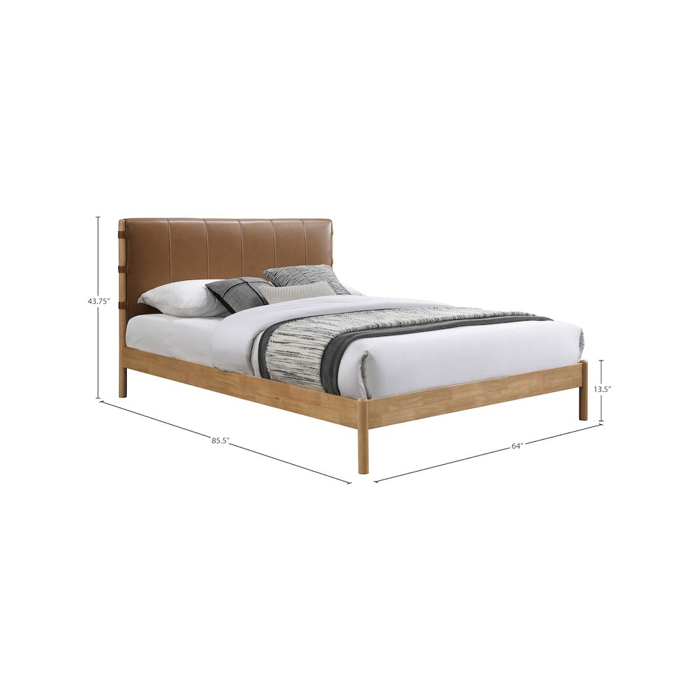 Asher Cognac Vegan Leather Queen Bed
