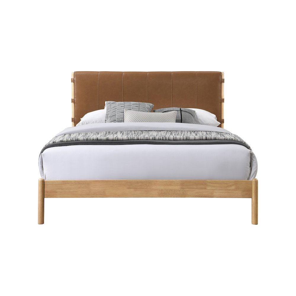 Asher Cognac Vegan Leather Queen Bed