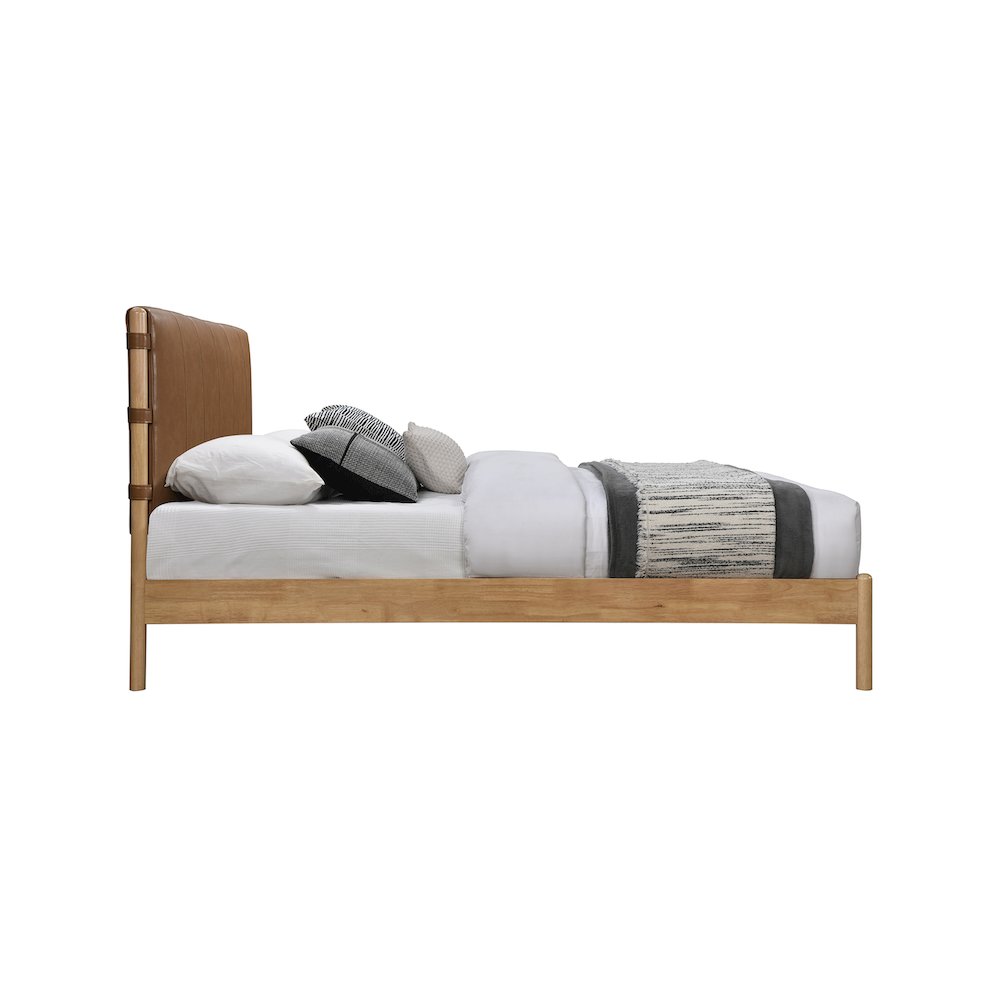 Asher Cognac Vegan Leather Queen Bed